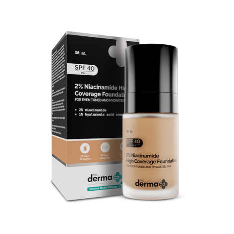 Buy The Derma Co. 2% Niacinamide High Coverage Foundation With 1% Hyaluronic Acid & SPF 40 PA+++ for 12 Hour Long Stay - 05 Peach - 30 ml - Purplle