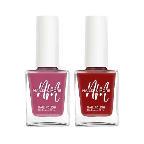 Buy Nails&More Enhance Your Style with Long Lasting in Bright Pink - Rough Red Pack of 2 - Purplle