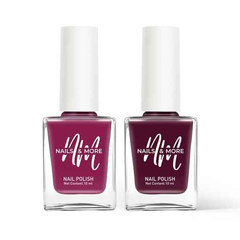Buy Nails&More Enhance Your Style with Long Lasting in Rough Pink - Dark Red Pack of 2 - Purplle