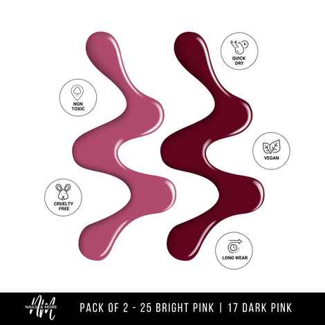 Buy Nails&More Enhance Your Style with Long Lasting in Bright Pink - Dark Pink Pack of 2 - Purplle