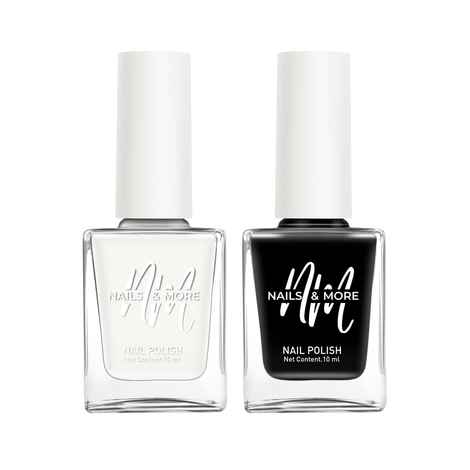 Buy Nails&More Enhance Your Style with Long Lasting in Pure White - Black Pack of 2 - Purplle