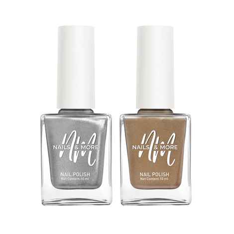 Buy Nails&More Enhance Your Style with Long Lasting in Metallic Silver - Metallic Gold Pack of 2 - Purplle