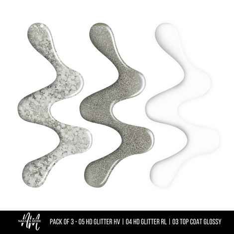 Buy Nails&More Enhance Your Style with Long Lasting in HV - HD Glitted RL - Top Coat Glossy Set of 3 - Purplle