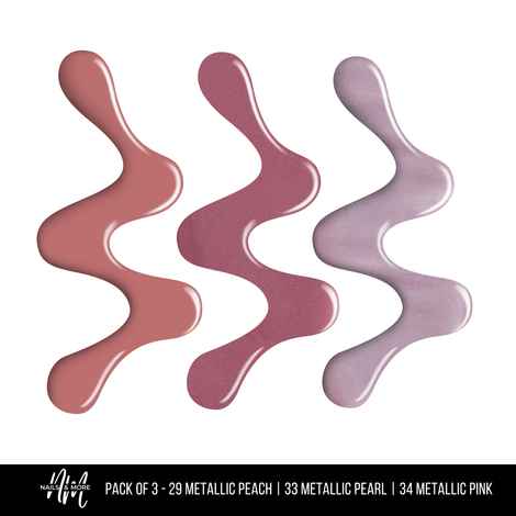 Buy Nails&More Enhance Your Style with Long Lasting in Metallic Peach - Metallic Pearl - Metallic Pink Set of 3 - Purplle
