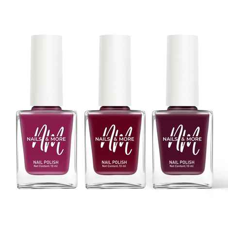Buy Nails&More Enhance Your Style with Long Lasting in Pough Pink - Dark Pink - Dark Red Set of 3 - Purplle