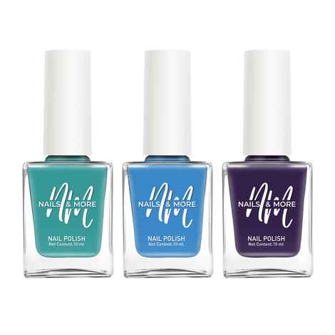 Buy Nails&More Enhance Your Style with Long Lasting in Turquoise Green - Blue Ocean - Purple Magic Set of 3 - Purplle