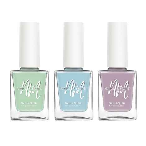 Buy Nails&More Enhance Your Style with Long Lasting in Peak Green - Light Blue - Gray Violet Set of 3 - Purplle
