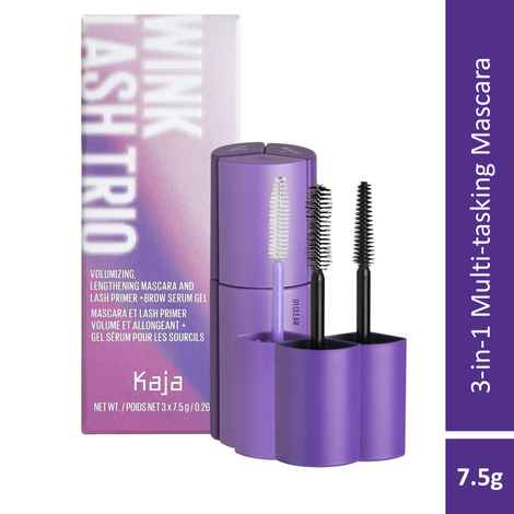 KAJA WINK LASH TRIO | Primer + Brow Serum Gel, Volumizing & Lengthening Mascara |Brow Serum Gel & Mascara Volumizing & Lengthening |Cruelty-free, Vegan, Paraben-free, Sulfate-free, Phthalates-free, K-Beauty, Korean Beauty - Combo of 3