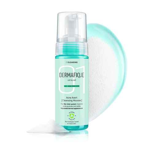 Buy Dermafique Acne Avert Foaming Mousse a€“ 150 ml, Reduction in Acne Lesions in 2 Weeks*, Face Wash with Instant Oil Control & Salycilic Acid - Purplle