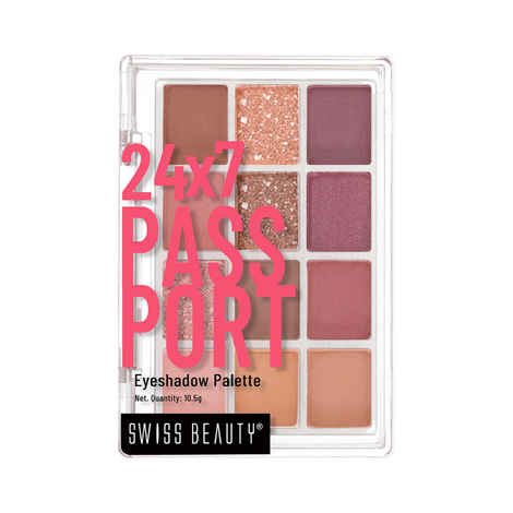 Buy Swiss Beauty 24/7 Passport Eyeshadow Palette for Eyes | Long-Lasting | 12 Shades in 1 | Smooth & Blendable 01- Early Check-In - Day (10.5 gm) - Purplle