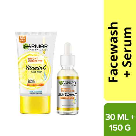 Buy Garnier Bright Complete (Vitamin C Serum, 30ml + Bright Complete Facewash, 150 gm) - Combo Pack - Purplle