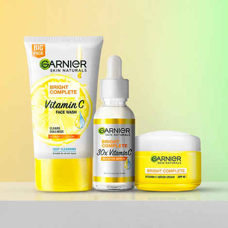 Buy Garnier Bright Complete (Vitamin C Serum, 30 ml + Bright Complete Facewash, 150 gm +Bright complete Face serum cream UV,45 gm) - Combo Pack - Purplle