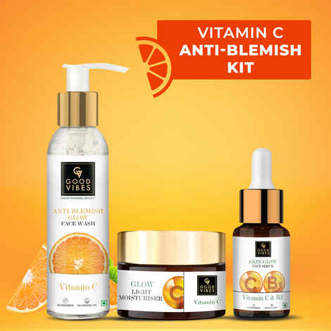 Buy Good Vibes Radiant Glow Vitamin C CSMCombo (Set of 3) (Facewash + Serum + Moisturizer) - Purplle