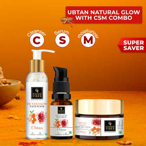 Buy Good Vibes De- tan Ubtan CSM Glow Combo (Set of 3) (Facewash + Serum + Moisturizer) - Purplle