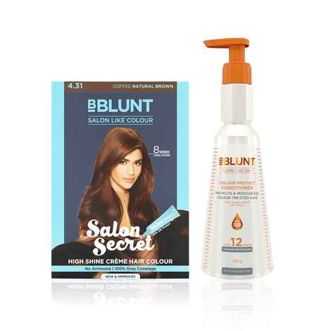 Buy BBlunt Salon Secret High Shine Creme Hair Colour Coffee Natural Brown (152 ml) + BBLUNT Colour Protect Conditioner- 250 g - Purplle
