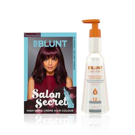 Buy BBLUNT Salon Secret High Shine Creme Hair Colour - Wine Deep Burgundy 4.20. No Ammonia ( 100 g+8 ml) + BBLUNT Colour Protect Conditioner- 250 g - Purplle