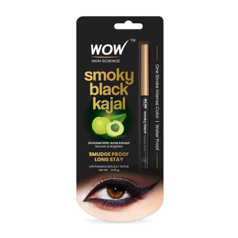 Buy WOW Skin Science Smoky Black 90% Natural Kajal | Water Proof & Smudge Proof | Long Lasting | No Parabens and Mineral Oils 0.35 gm - Purplle