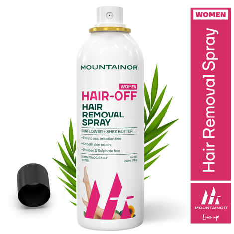 MOUNTAINOR Hair Removal Cream Spray for Women - (200 ml) Painless Hair Removal For Arms, Legs & Under Arms Natural & Safe Certified (Dermatologically Tested)