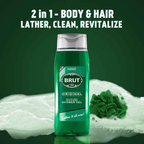 Brut International Original body wash for men, All in 1 Hair & Body Shower Gel, 500 ml