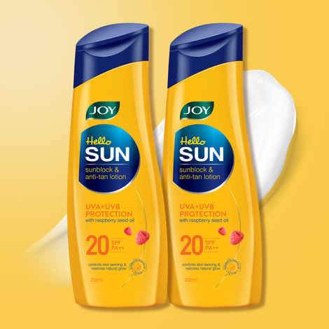 Buy Joy Hello Sun SunBlock & Anti Tan Lotion Sunscreen SPF20 PA++ (2X200 ml) - Purplle