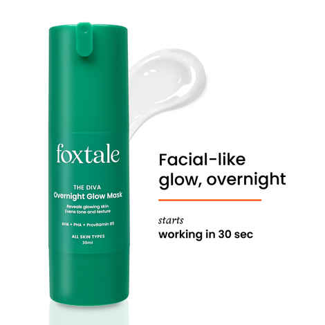 Foxtale The Diva Over Night Glow Mask | with AHA, PHA & Provitamin B5 | for All Skin Types - 30 ml