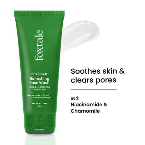 Foxtale Refreshing Face Wash for Deep Cleansing with Niacinamide, Hydrates & Brightens - 100 ml
