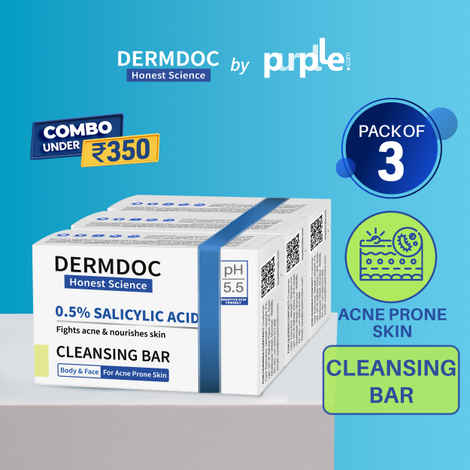 Buy DERMDOC Combo Kit Salicylic Acid Cleansing Bar for Back & Body Acne (Pack of 3) | gentle deep cleansing bar | oil control, acne prone skin | salicylic acid for back & body acne - Purplle