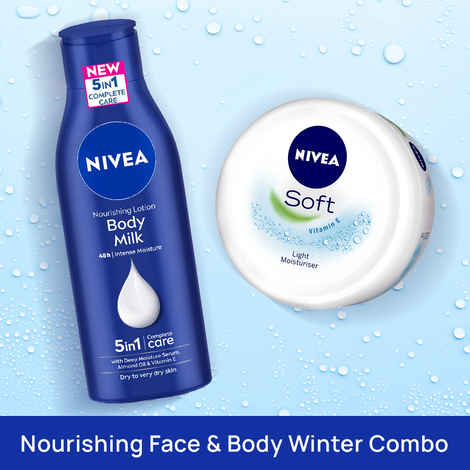 Buy NIVEA Nourishing Body Milk + NIVEA Soft Light Cream Combo (200ml + 100ml) - Purplle
