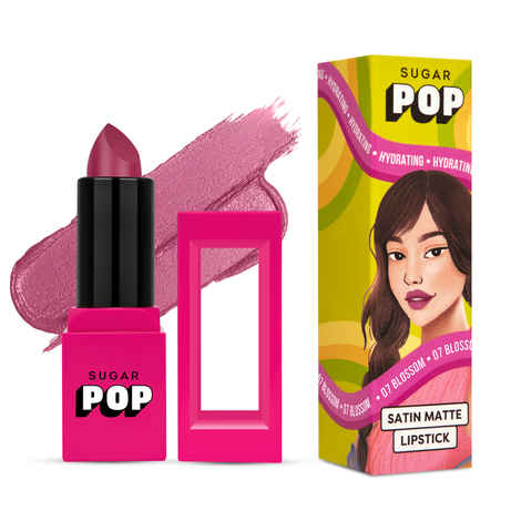 Buy SUGAR POP Satin Matte Lipstick - 07 Blossom (Light Pink) - 3 gm - Infused with Vitamin E, Shea Butter & Jojoba Oil l Ultra Pigmented, Hydrating, Weightless Formula - Purplle