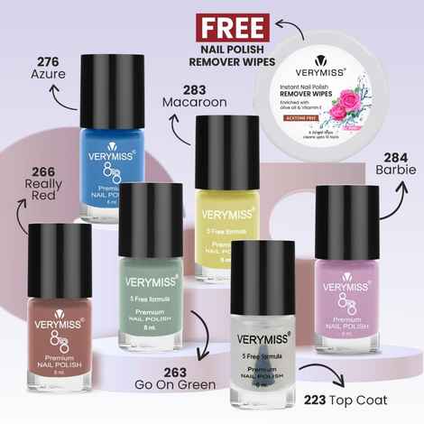 Buy Verymiss Premium Nail Polish Kit (Set Of 6) 36 Millilitres - Purplle