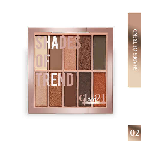 Buy Glam 21 Shades of Trend Eyeshadow Palette | 10 Highly Pigmented Shades |Smudge Free & Long-Lasting| Shimmery Finish| 12gm - Shade -02 - Purplle