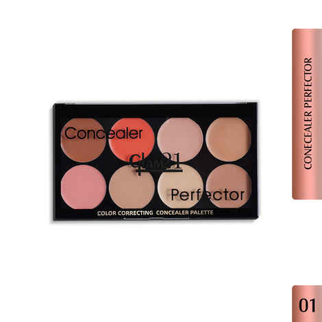 Buy Glam 21 Perfect Coverage Concealer Palette|Contouring and Highlighting Makeup Kit|Corrects Skin Imperfections and Blemishes| 8 Shades-30 gm-Palette 01 - Purplle