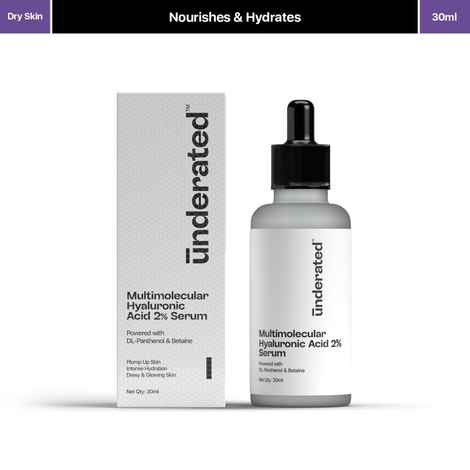 Buy UNDERATED Multimolecular Hyaluronic Acid Serum powered by DL panthanol and gotu cola extract for Glow and Plump up skin with intense hydration | 30 ml - Purplle