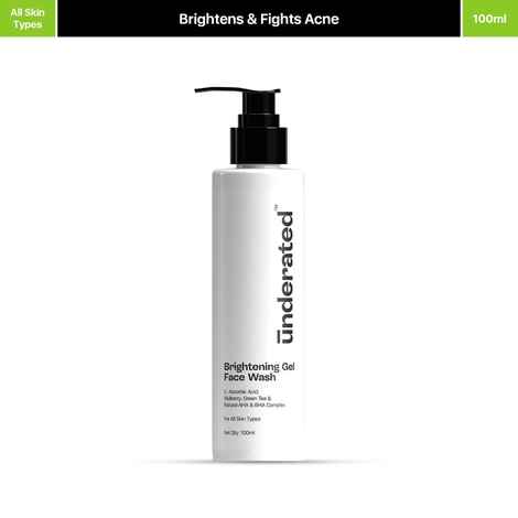 Buy UNDERATED Brightening Gel Face wash Powered with Vitamin C L-Ascorbic Acid, Mulberry, Green Tea and Natural AHA and BHA Complex | 100 ml - Purplle