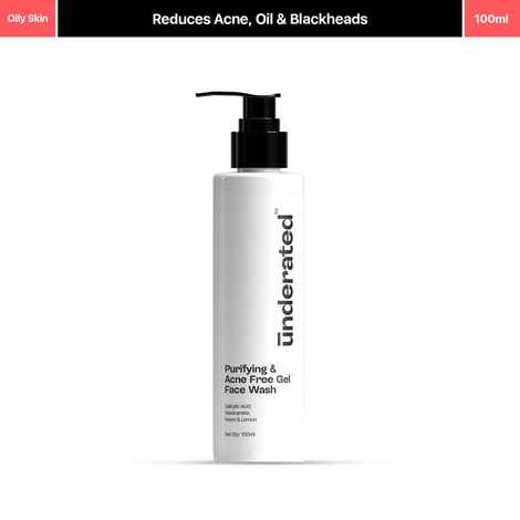 Buy Underated Purifying and Acne Free Gel Face Wash Powered With Neem and Leamon | Controls Acne, Reduce Oiliness and Shining Skin, Prevents Black and White Heads | 100 ml - Purplle
