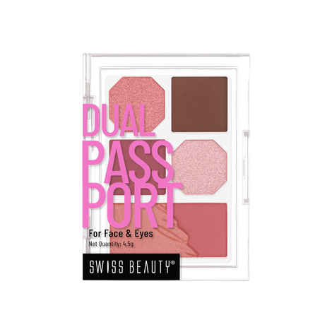 Buy Swiss Beauty Dual Passport Eyeshadow Palette with 4 Eyeshadows & 2 Blushers | Highly Pigmented | Long-Lasting | Blendable | For All Skin Types 3-Party Ready - Purplle