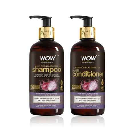 WOW Skin Science Red Onion Black Seed Oil Shampoo & Conditioner Kit 300 ml+300 ml