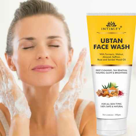 Buy Intimify Ubtan Face Wash All SkinType With Tumeric & Saffron For Tan Removal And Skin Brightening Face Wash (100 Gms) - Purplle