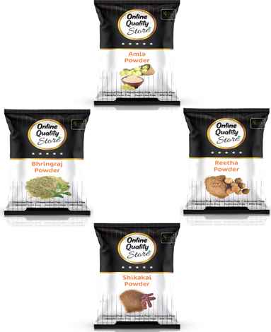 Online Quality Store Amla Reetha Shikakai Bhringraj Powder |Aritha|Reetha|Ritha|Soapnuts (Sapindus Mukorossi) |Indian Gooseberry |Shikakai, Acacia Concinna ,400 gm{Braj_Amla_Reta_Shii_400}
