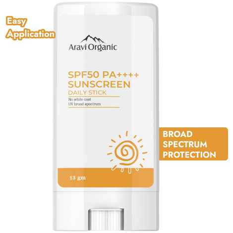 Buy Aravi Organic SPF 50 Glow Sunscreen Stick - Broad Spectrum - With PA++++ UVA & UVB Protection With No White Cast - For Men & Women - 13 gm - Purplle