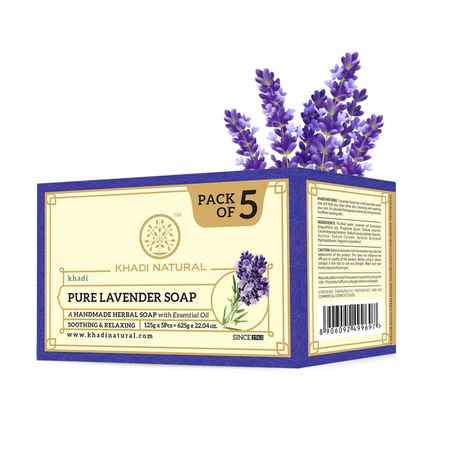 Buy Khadi Natural Pure Lavender Handmade Soap | Protect Acne & Skin Infection (Pack of 5) - 625 gm - Purplle