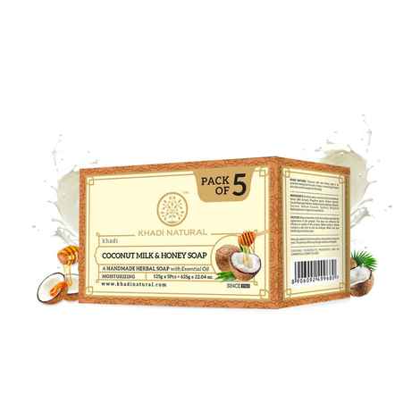 Buy Khadi Natural Coconut Milk & Honey Handmade Soap| Reduce stretch marks & Acne (Pack of 5) - 625 gm - Purplle
