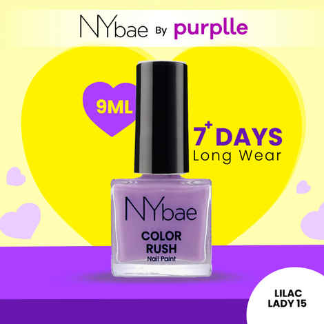 Buy NY Bae Color Rush Nail Paint -Lilac Lady 15 (9 ml) | Chip Resistant | Long Lasting | Quick Dry | Gel Nail Polish - Purplle