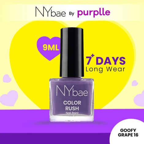 NY Bae Color Rush Nail Paint - Goofy Grape 16 (9 ml) | Chip Resistant | Long Lasting | Quick Dry | Gel Nail Polish