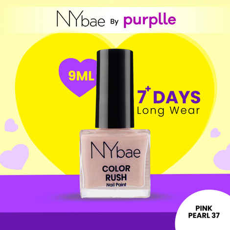 Buy NY Bae Color Rush Nail Paint - Pink Pearl 37 (9 ml) | Chip Resistant | Long Lasting | Quick Dry | Gel Nail Polish - Purplle