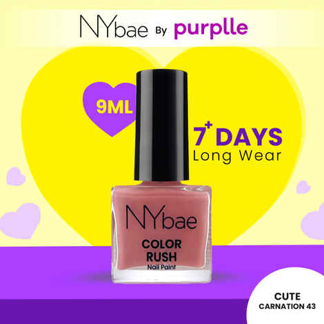 Buy NY Bae Color Rush Nail Paint - Cute Carnation 43 (9 ml) | Chip Resistant | Long Lasting | Quick Dry | Gel Nail Polish - Purplle