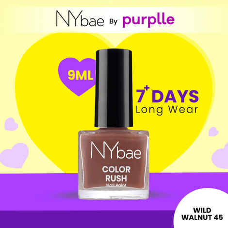 Buy NY Bae Color Rush Nail Paint - Wild Walnut 45 (9 ml) | Chip Resistant | Long Lasting | Quick Dry | Gel Nail Polish - Purplle