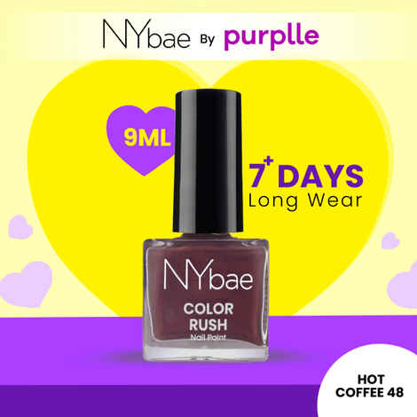 NY Bae Color Rush Nail Paint - Hot Coffee 48 (9 ml) | Chip Resistant | Long Lasting | Quick Dry | Gel Nail Polish