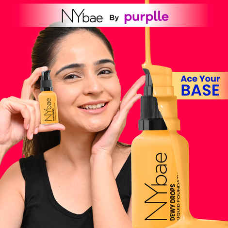 NY Bae Dewy Drops Foundation| Natural Finish | Everyday Glow |Lightweight Concealer | Moisturising - Freddo 04 (30 ml)