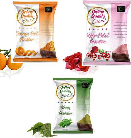 Buy Online Quality Store Face Pack Powder Combo - 150 gm (Set of 3) | Neem powder | Rose Powder | Orange Peel Powder |Acne Treatment |Dandruff Treatment {neem50_rose50_orange50} - Purplle